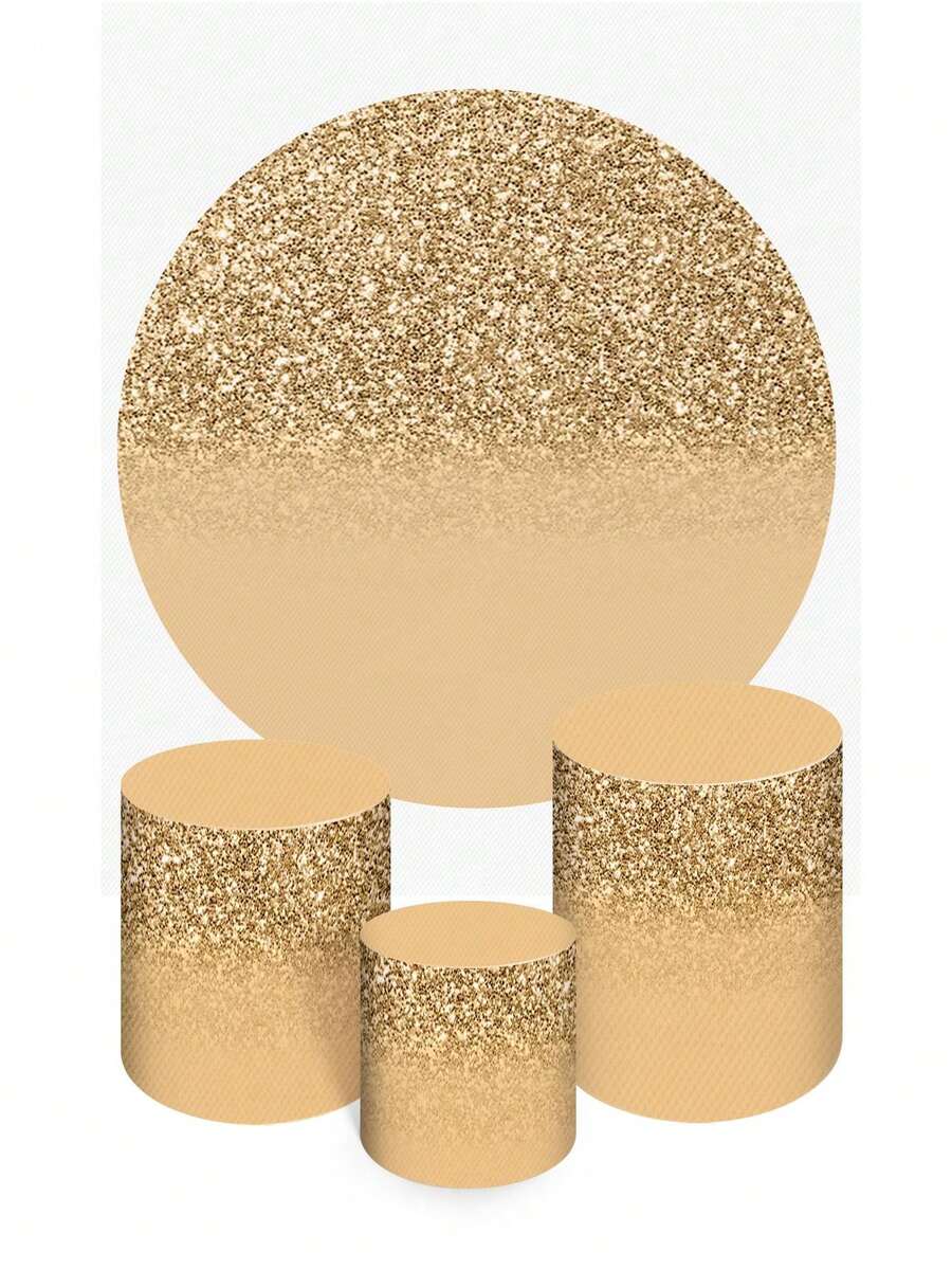 Round Panel Cover Kit + Trio Of Sublimated Cylinder Covers Party And Birthday Decoration Various Themes Adult Glitter Shiny Flashy With Glitter New Release - 完整套件 1149 - 查看 1
