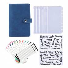 A6 Faux Leather Button Closure Loose Leaf Binder With Cash Envelope Pockets & Replacement Storage Bag, Ideal For Budgeting And Saving In Daily Life Or Traveling, For Planners And Money Savers, Including Notebook Inserts Back To School,Back To School,School Supplies,Savings Plan,Biweekly Savings Plan,10000 Savings Plan,Savings Strategy