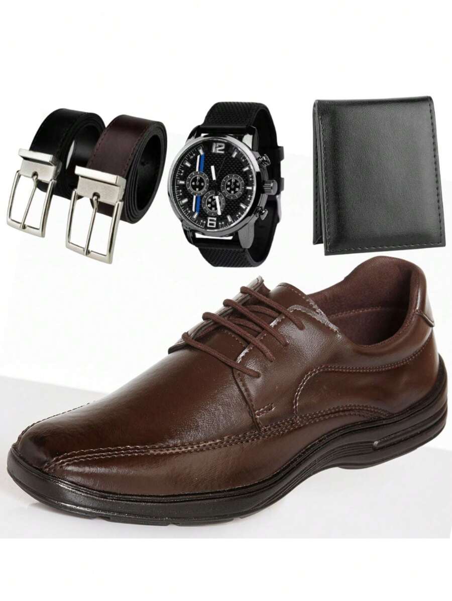 Men's Casual Kit Comfortable And Flexible Dress Shoes Complete Kit Perfect For Everyday Life - 咖啡棕 - 查看 1