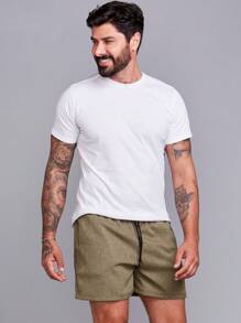 Mauricinho Comfort Linen Shorts For Men - màu xanh lá - Xem 4