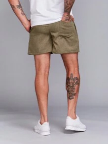 Mauricinho Comfort Linen Shorts For Men - màu xanh lá - Xem 2