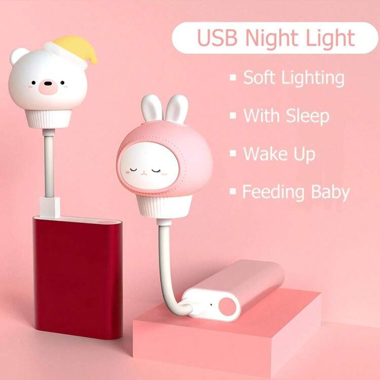 1 pieza Luz de noche mini con control remoto y diseño de dibujos animados, luz de noche mini adecuada para la decoración del dormitorio del bebé, regalo de cumpleaños/festividad, luz de noche de encendido constante, adecuada para la lactancia materna - Multicolor - Añade 8
