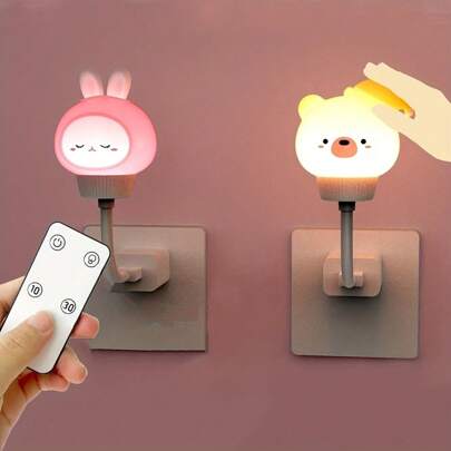 1pc Cute Cartoon Mini USB Night Light With Remote Control, Mini Night Light Suitable For Baby Bedroom Decor, Birthday/Holiday Gift, Constant On Night Light, Suitable For Breastfeeding