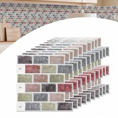 VA-Cerulean 10 Sheets 3D Tile Stickers 30 * 30 Cm Bathroom Kitchen Self-Adhesive Tiles, Waterproof Tile Stickers Tile Foil Wall Tiles Adhesive Foil, Type G/Type H/Type I/Type J/Type K/Type L/Type M/Type N/Type O