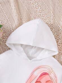 2pcs/Set Casual Fashion Printed Raglan Hoodie & Floral Pants Set For Tween Girl, Autumn/Winter - Multicolor - View 3