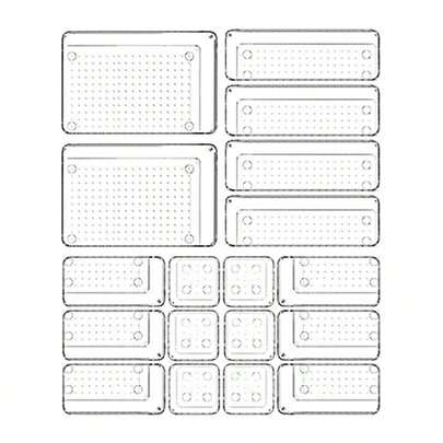 7pcs/11pcs/18pcs Drawer Organizer Transparent Storage Box Set, 7 Different Sizes Trays, Multi-Purpose For Brushes, Jewelry, Lipsticks, Ideal For Vanity, Office Desk, Bathroom Countertop Home Bathroom Decor Bathroom Organizer Fall Decor Bathroom Accessories Furniture
