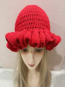 Women's Fashion Tie-Dye Ruffle Knit Hat - A Stretchy, Warm Polyester Winter Hat With A Unique Pleated Design That Is Perfect For Halloween And Fantasy Themes - Multicolor - View 14