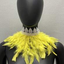 1pc Feather Necklace Collar, Steampunk Party Festival Gothic Collar Shawl, Carnival Accessory, Valentine's Day Costume - Hpwb - View 20