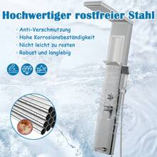 Froadp Stainless Steel Shower Panel 5 Functions Shower Column Rain Shower Waterfall Shower Massage Nozzles Hand Shower Shower Faucet Complete Kit - 銀色 - 查看 3