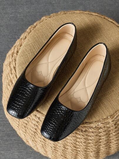 Pantofi de rochie casual cu vârf pătrat pentru femei, negri, pentru serviciul de birou și purtarea zilnică