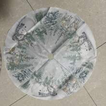 1pc Christmas Tree Skirt, Vintage Country Style Snowman & Deer Design, Suitable For Christmas Tree Tabletop Decoration - Multicolor - View 9