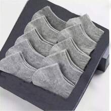 5 双夏季男女款纯色透气低帮袜子，适合健身 - 灰色 - 查看 1