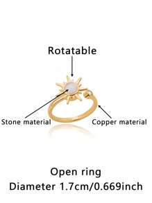 1pc European And American Style Bohemian Personality Minimalist Sunflower Rotating Open Ring For Women