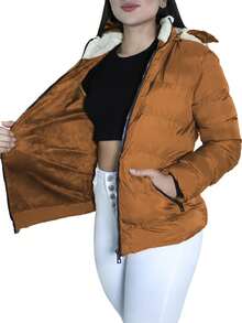 Tandera Women's Coat Jacket Detachable Hood - Brown - View 2