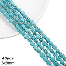 beadia 6/8/10 毫米骷髅形白纹石绿松石散珠适用于制作珠宝 DIY 手链和项链