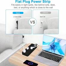 14-In-1 Power Strips With Surge Protection 1700J, 10 Outlets With 4 USB Ports (1 USB C) Long Extension Cord With Multiple Outlets 16Awg 1625W/13A Flat Plug Power Strip Protector Black And White - màu đen - Xem 4