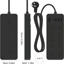 14-In-1 Power Strips With Surge Protection 1700J, 10 Outlets With 4 USB Ports (1 USB C) Long Extension Cord With Multiple Outlets 16Awg 1625W/13A Flat Plug Power Strip Protector Black And White - màu đen - Xem 7