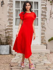 Red Dress Dress Summer New 20 High Quality Asymmetric Ruffle Dresses Sub - Red - View 4