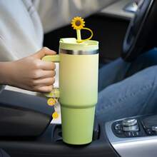 2 件装杯子配件，1 件适用于 30&40 盎司玻璃杯的花朵吸管盖硅胶吸管盖，带手柄，1 件杯子首字母饰物 - 向日葵 - 查看 3