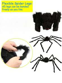 1 件万圣节蜘蛛装饰，Aitey 万圣节恐怖巨型蜘蛛套装，12 英寸/20 英寸/24 英寸/29.5 英寸/35.4 英寸/49.2 英寸蜘蛛，适用于窗户、墙壁和露台户外万圣节装饰万圣节窗户装饰最佳礼物 - 黑色 - 查看 6