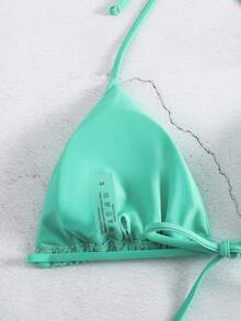 3 件套纯色女式分体式泳衣夏季 - 薄荷綠 - 查看 4