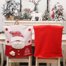 1pc Christmas Chair Cover Reusable Table And Chair Cover Party Decoration Santa Claus Snowman Pattern Chair Cover For Christmas Party Decoration New Year Restaurant Kitchen Supplies - Multicolor - View 5