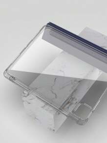 透明平板电脑保护套兼容 Ipad Pro 12.9 兼容 Ipad 7/8/9th 10.2 第 10 代 Air 4 5 10.9 Pro 11 4/5/6th 9.7 5th 6th Mini 6 保护套带三折保护套带亚克力后壳和铅笔架 - 深藍色 - 查看 5