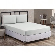 Queen Size 3 Pieces Plain Fitted Sheet Set With Elastic Immediate Shipping - Blanco - Ver 2