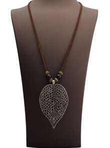 1 件复古波西米亚串珠镂空叶吊坠项链，时尚万圣节节日礼物装饰，男女通用珠宝，学生纪念品礼物 - 串珠款 - 查看 8