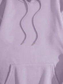 女士休闲定制印花抽绳连帽羊毛运动衫，秋冬 - 淡紫色 - 查看 5