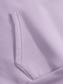 女士休闲定制印花抽绳连帽羊毛运动衫，秋冬 - 淡紫色 - 查看 6