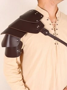 1pc Halloween Knight Brown Leather Harness Strap, Asymmetrical Shoulder Strap For Men - Brown - View 3