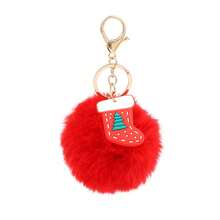 1/3/6 piezas Llavero con pompón de peluche lindo, variedad de estilos adecuados para Navidad, mochila de dibujos animados, regalos de fiesta, regalos festivos - Rojo - Ver 5