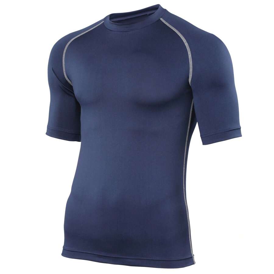 RHINO Mens Sports Base Layer Short Sleeve T-Shirt (Navy) - Blue - View 1