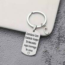 1pc Spanish Engraved Casual Style Stainless Steel Keychain, Romantic Valentines Gift For Husband Or Boyfriend Car Accessories Bag Charm School Letter Cute Goth Y2k Bag Accessories Lanyards With Id Holder Car Accessories Bag Charms
