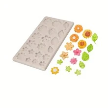 1 Khuôn silicon fondant hình hoa và lá DIY thủ công Khuôn bánh sô cô la Dụng cụ trang trí bánh Phụ kiện nhà bếp Đồ nướng - Xám - Xem 5