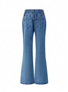 Fashion Girls Denim Flared Jeans, Versatile Light Blue Casual Flare Leg Pants, Suitable For Daily Wear - Light Wash - View 2