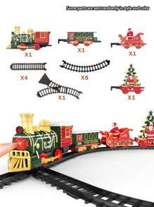 Retro Electric Train Track Set - Classic Steam Locomotive With Lights And Sounds, Train Toy, DIY Assembly Simulated Train, Perfect For Boys And Girls To Play Imaginatively, Christmas, Halloween, And Birthday Gifts - Multicolor - View 14