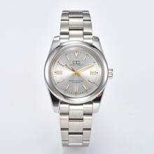 Đồng hồ cơ tự động 39mm dành cho nam, Bộ máy NH35, Vỏ thép không gỉ, Viền trơn, Đồng hồ thể thao, Mặt kính Sapphire, Phát sáng, Chống nước - Bạc - Xem 13