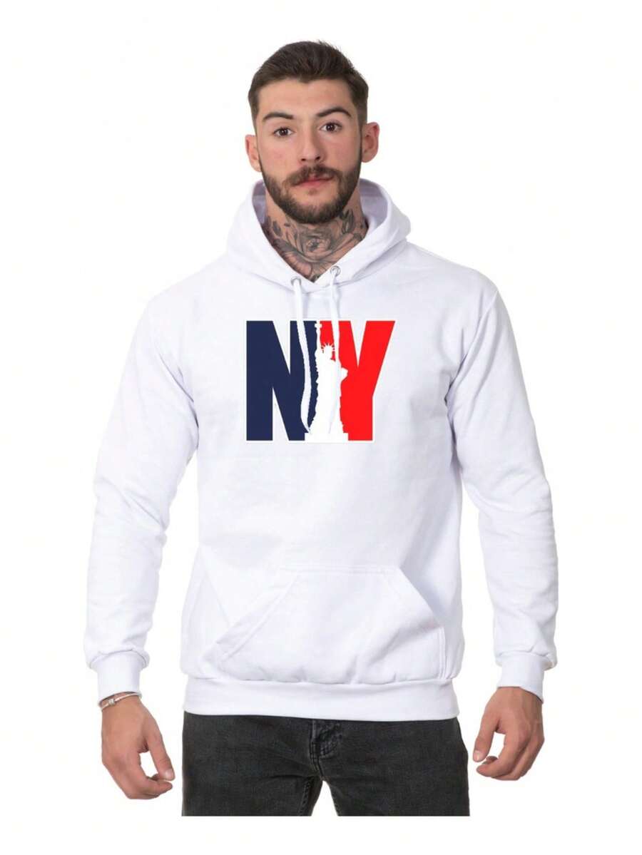 Men's Casual New York Statue Of Liberty Sweatshirt Blouse - trắng - Xem 1