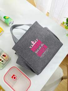Handheld Insulation Bag Hot Selling Cartoon Letter Thick Insulation Lunch Bag Insulation Bento Bag Double-Sided Pockets Mother's Day Teacher's Day Gift Multiple Patterns Portable Large Capacity Meal Bag