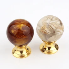 1pc Resin Amber Color Shell & Tiger Eye Cabinet Drawer Door Handle, Kitchen Furniture Hardware - Multicolor - View 2