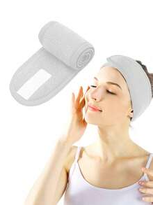 1 Piece Women's Headband For Facial Makeup, Towel And Spa Cloth, Easy To Wash, Adjustable For Face Washing, Shower, Facial Mask, Yoga. - 白色 - 查看 3