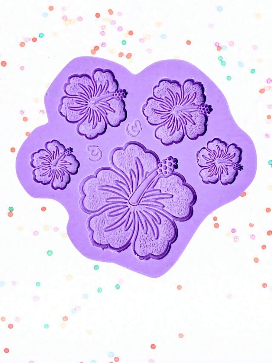 F1630 KHUÔN SILICONE LÀM BÁNH KẸO HIBISCUS - Màu tím - Xem 1