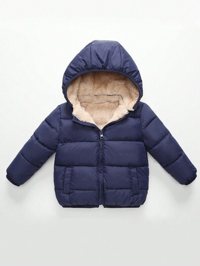 Thermal Lined Young Girls Hooded Jacket, Detachable Hood For Young Girls