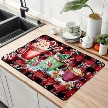 1 tấm thảm lau chân bếp bằng sợi siêu mịn siêu thấm hút, thảm lau chân bếp hình đồ thủy tinh và đồ uống theo chủ đề Giáng sinh, thảm lau chân bếp - Nhiều màu - Xem 13