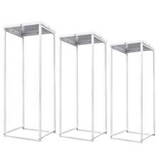SENDERPICK Set Of 3 White Metal Flower Stands, Plant Stands, Square Metal Plant Stands For Indoor Plants, 22*22*61cm/ 26*26*66cm/ 30*30*71cm (White) [Nice Gift For Your Family & Friend] - 白色 - 查看 2
