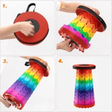 Portable Folding Stool Bench With Handle Fishing Compact - Màu xanh lam - Xem 2