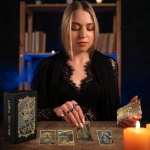 78 Original Gold Foil Tarot Cards With Guide Tarot Cards With Black Gift Box, Unique Waite Tarot Cards, Gold Foil Tarot Cards With Meaning, Boxed Tarot Cards, Durable Waterproof And Wrinkle-Resistant Gold Tarot Cards, Suitable For Beginners To Professional Advanced People, Waterproof And Durable Fortune Telling, Divination, Prophecy, - Multicolor - View 7