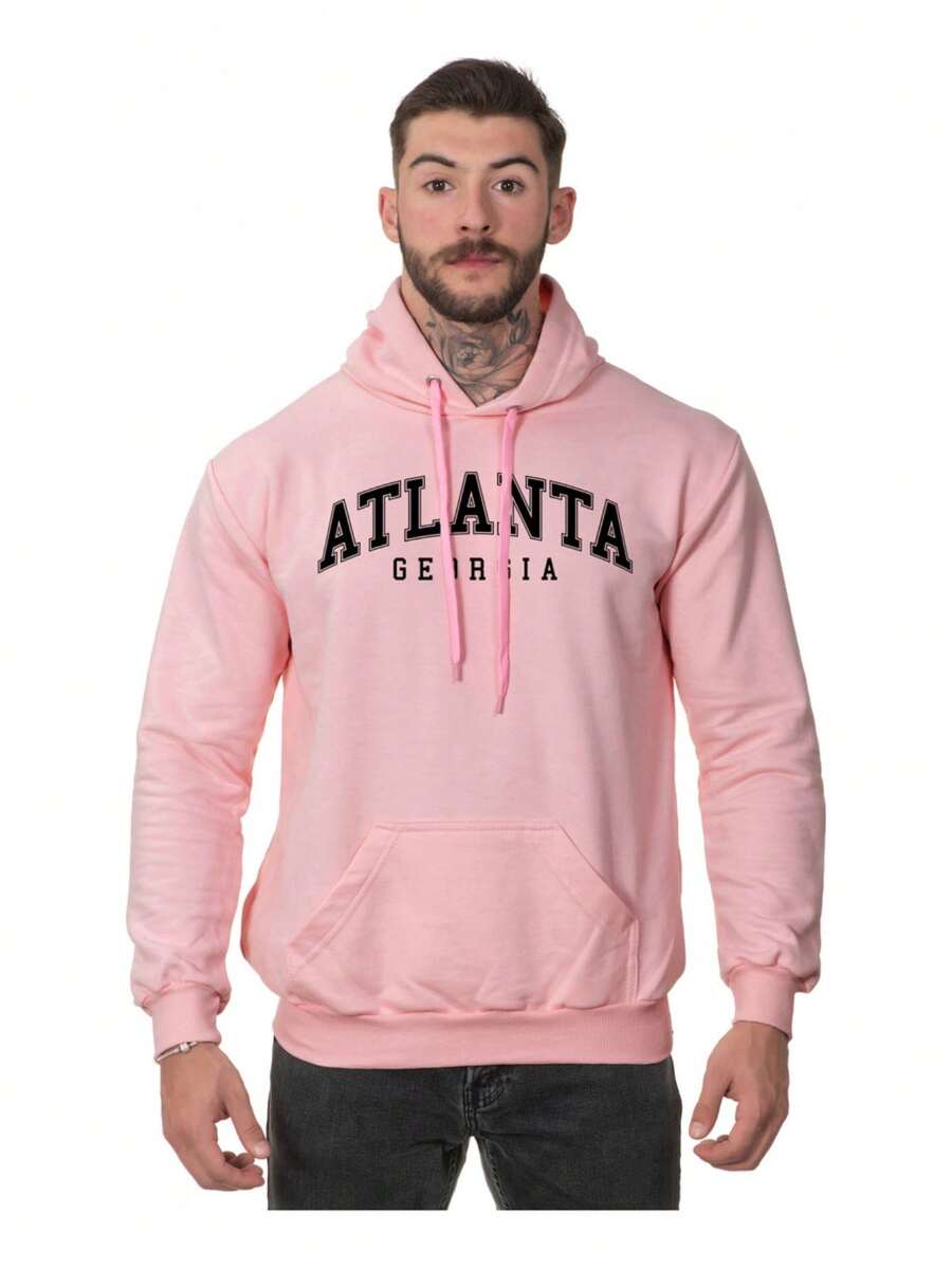 Atlanta Georgia Men's Flannel Warm Sweatshirt - Màu Hoa hồng đỏ - Xem 1